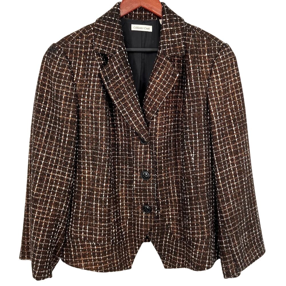 Coldwater Creek Plus Size W18 Metallic Sparkly Copper/Brown Blazer Jacket Top